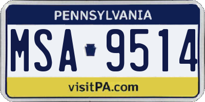 PA license plate MSA9514