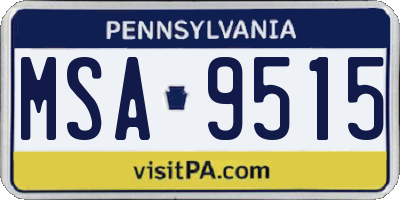 PA license plate MSA9515