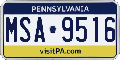 PA license plate MSA9516