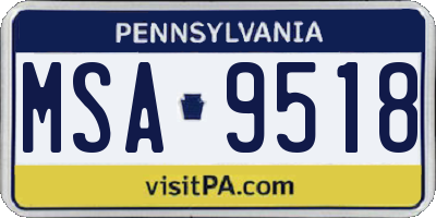 PA license plate MSA9518