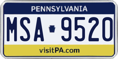 PA license plate MSA9520