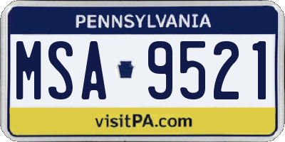 PA license plate MSA9521