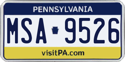 PA license plate MSA9526