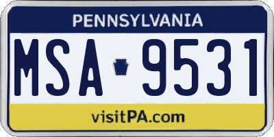 PA license plate MSA9531
