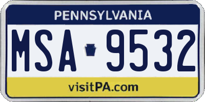 PA license plate MSA9532
