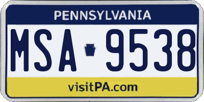 PA license plate MSA9538