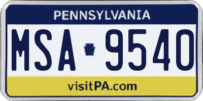 PA license plate MSA9540