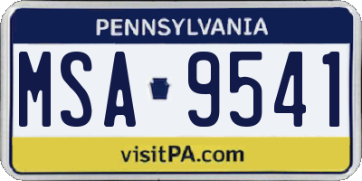 PA license plate MSA9541
