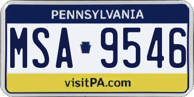 PA license plate MSA9546
