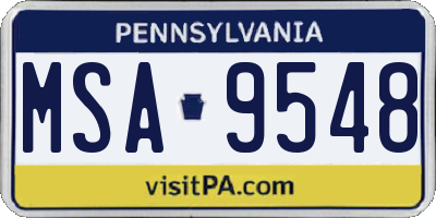 PA license plate MSA9548