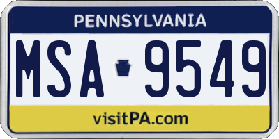 PA license plate MSA9549