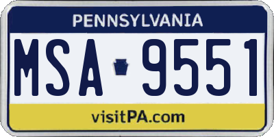 PA license plate MSA9551