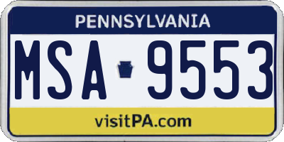 PA license plate MSA9553