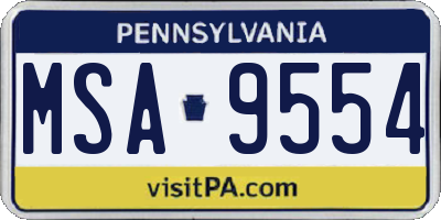 PA license plate MSA9554