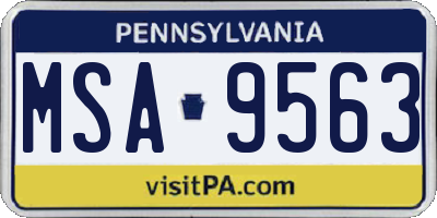 PA license plate MSA9563
