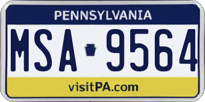 PA license plate MSA9564