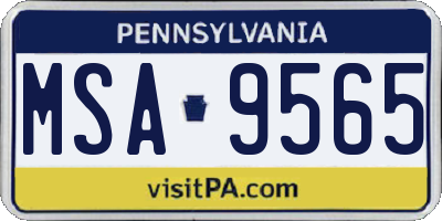 PA license plate MSA9565