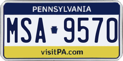 PA license plate MSA9570