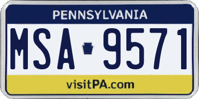 PA license plate MSA9571