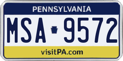 PA license plate MSA9572