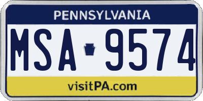 PA license plate MSA9574