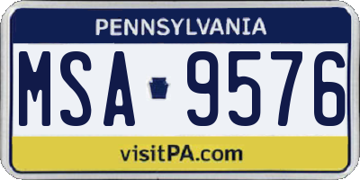 PA license plate MSA9576