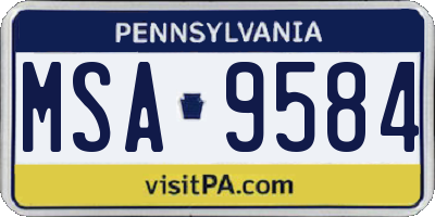 PA license plate MSA9584