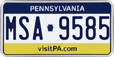 PA license plate MSA9585