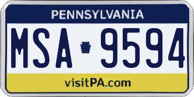 PA license plate MSA9594
