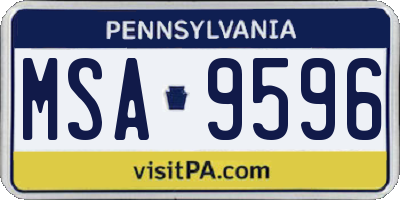 PA license plate MSA9596