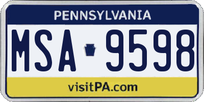 PA license plate MSA9598