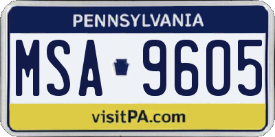 PA license plate MSA9605