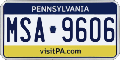 PA license plate MSA9606