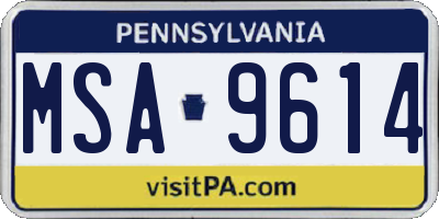 PA license plate MSA9614