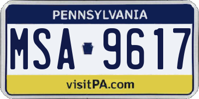 PA license plate MSA9617