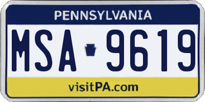 PA license plate MSA9619