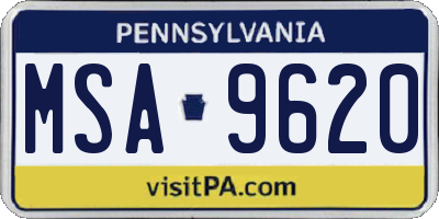 PA license plate MSA9620