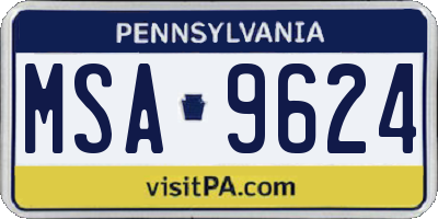 PA license plate MSA9624