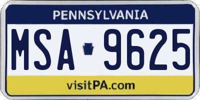 PA license plate MSA9625