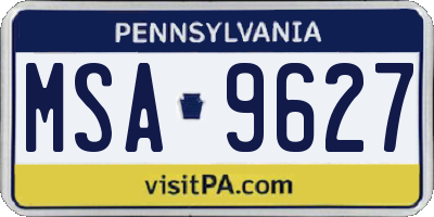 PA license plate MSA9627