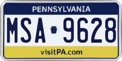 PA license plate MSA9628