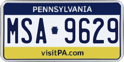 PA license plate MSA9629