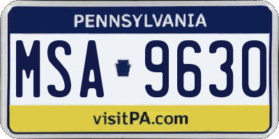 PA license plate MSA9630