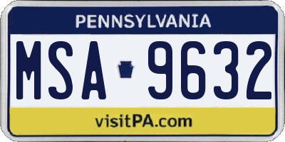 PA license plate MSA9632