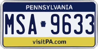 PA license plate MSA9633