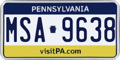 PA license plate MSA9638