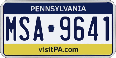 PA license plate MSA9641