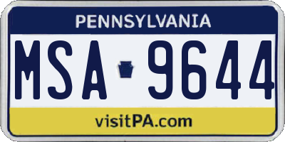 PA license plate MSA9644
