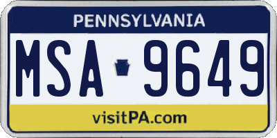 PA license plate MSA9649