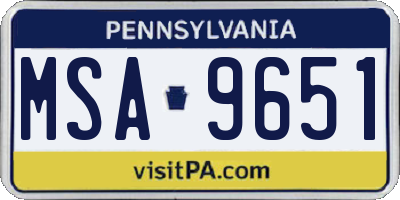 PA license plate MSA9651
